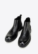 Pánské kožené boty s perforací na silné podrážce, černá, 97-M-512-1-43, Obrázek 2