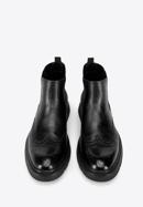 Pánské kožené boty s perforací na silné podrážce, černá, 97-M-512-1-42, Obrázek 3