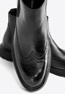 Pánské kožené boty s perforací na silné podrážce, černá, 97-M-512-1-45, Obrázek 7