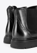 Pánské kožené boty s perforací na silné podrážce, černá, 97-M-512-1-44, Obrázek 8