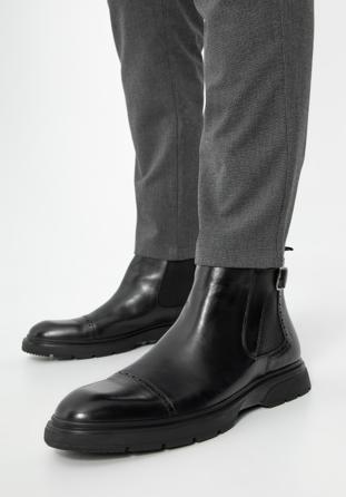 Pánské kožené boty s přezkou, černá, 97-M-511-1-42, Obrázek 1