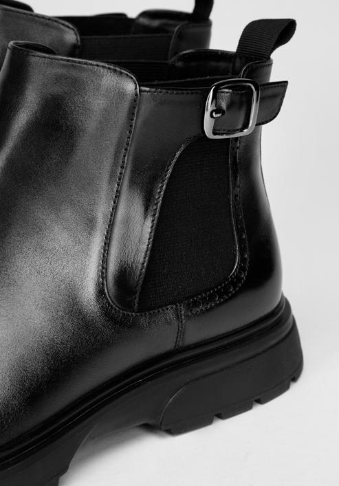 Pánské kožené boty s přezkou, černá, 97-M-511-1-40, Obrázek 8