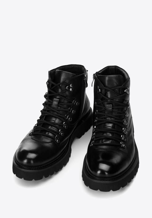 Pánské kožené boty se světlou podrážkou, černá, 97-M-501-4-40, Obrázek 2
