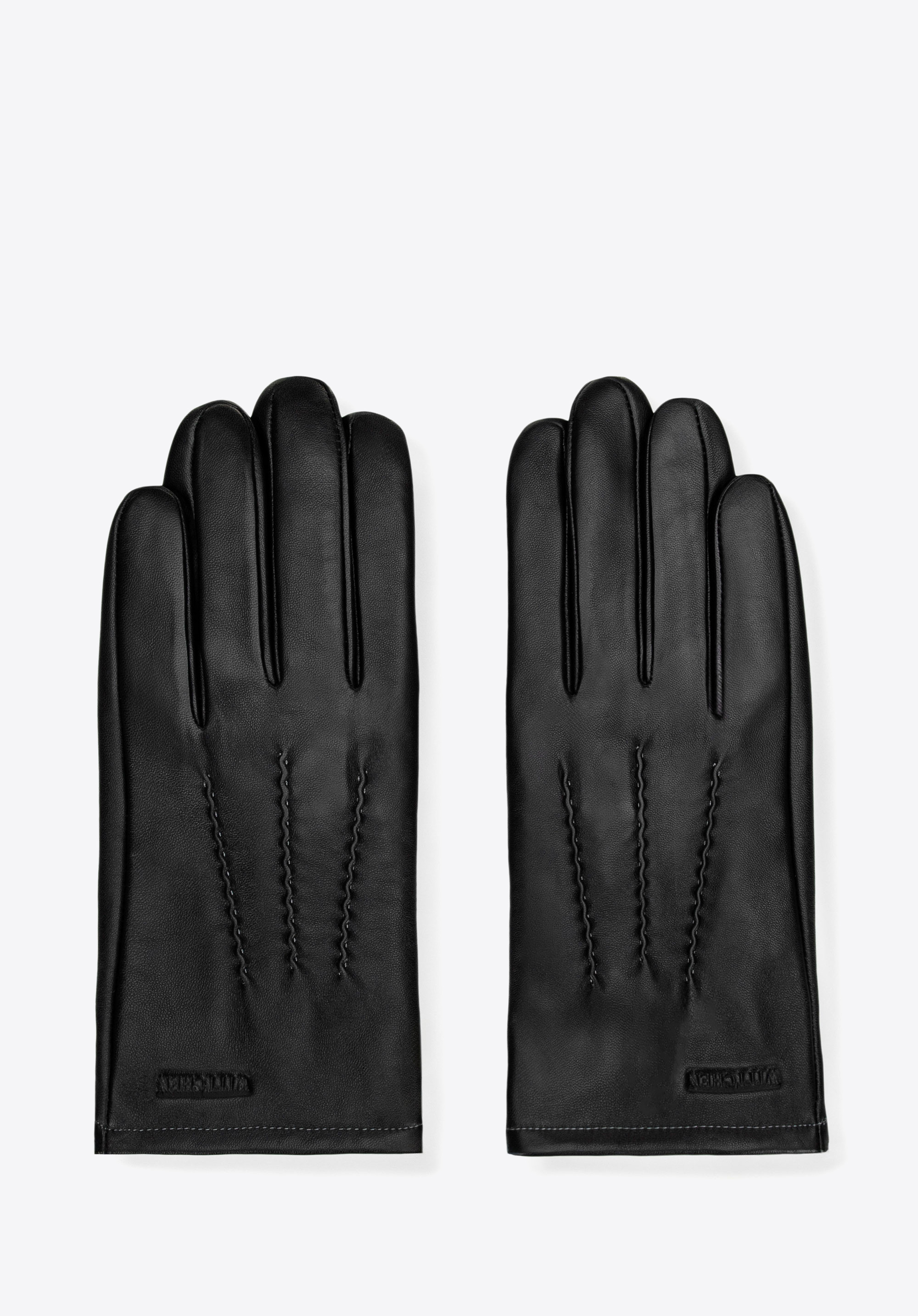 Pánské kožené rukavice s prošíváním, černá, 39-6L-040-1-XS, Obrázek 1