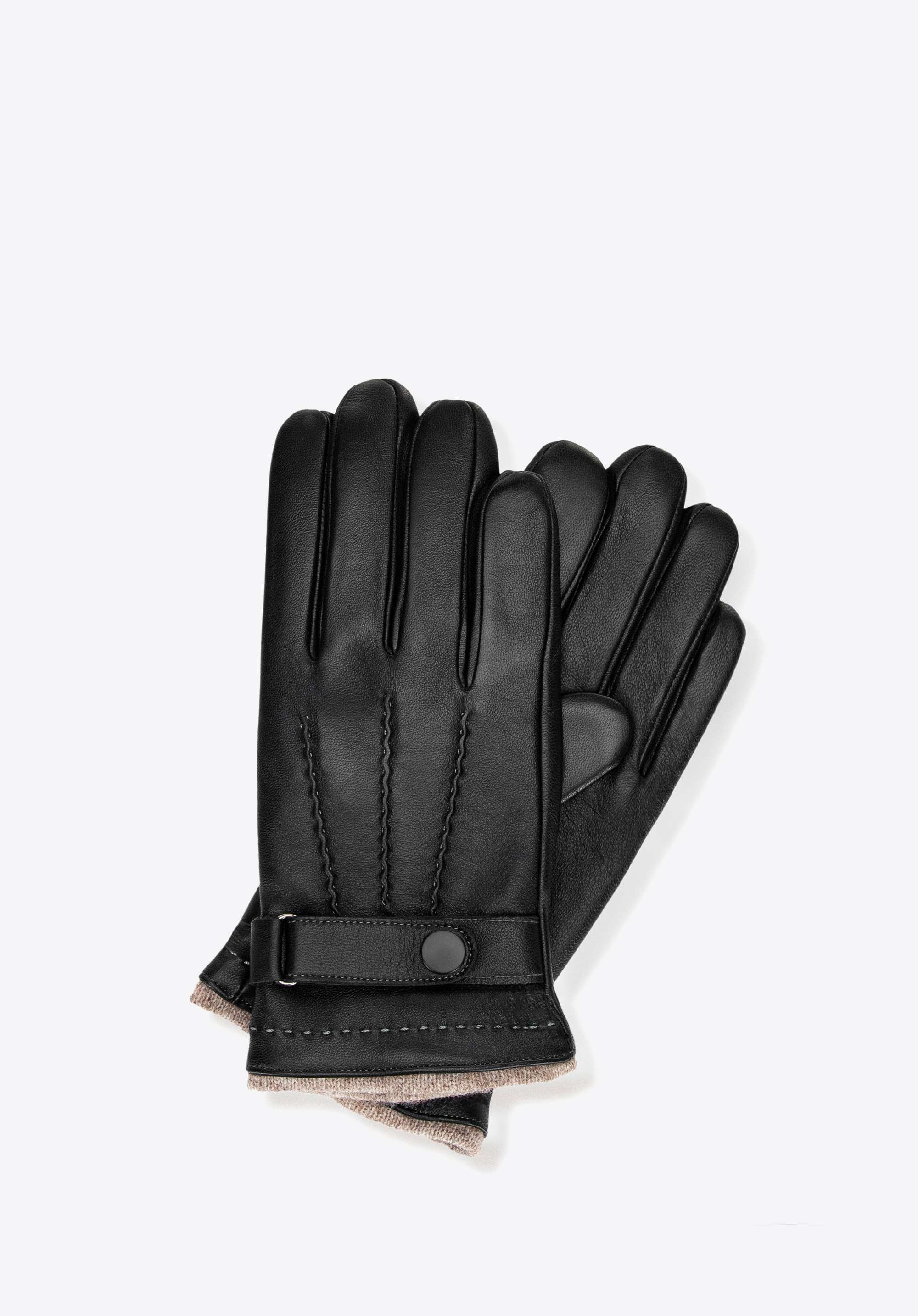 Pánské kožené rukavice s vlnou, černá, 44-6L-037-19-L, Obrázek 1