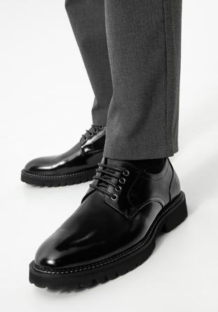 Pánské lakované boty se světlou podrážkou, černá, 97-M-504-1-44, Obrázek 1