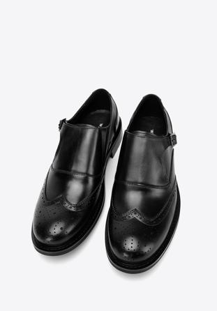 Pánské mnišské boty z perforované kůže, černá, 98-M-714-1-40, Obrázek 1
