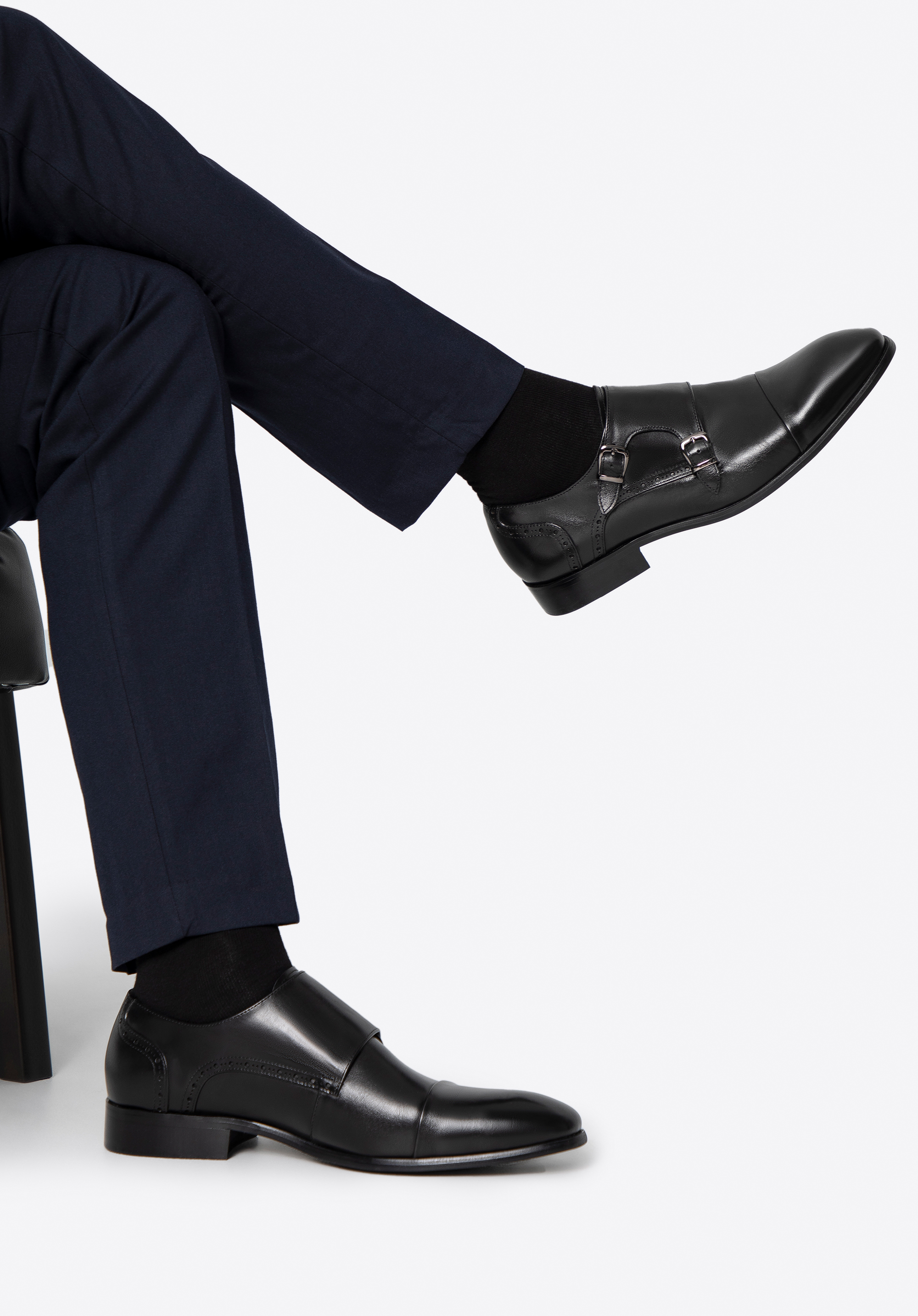 Pánské polobotky z kůže, černá, 100-M-517-1-45, Obrázek 1