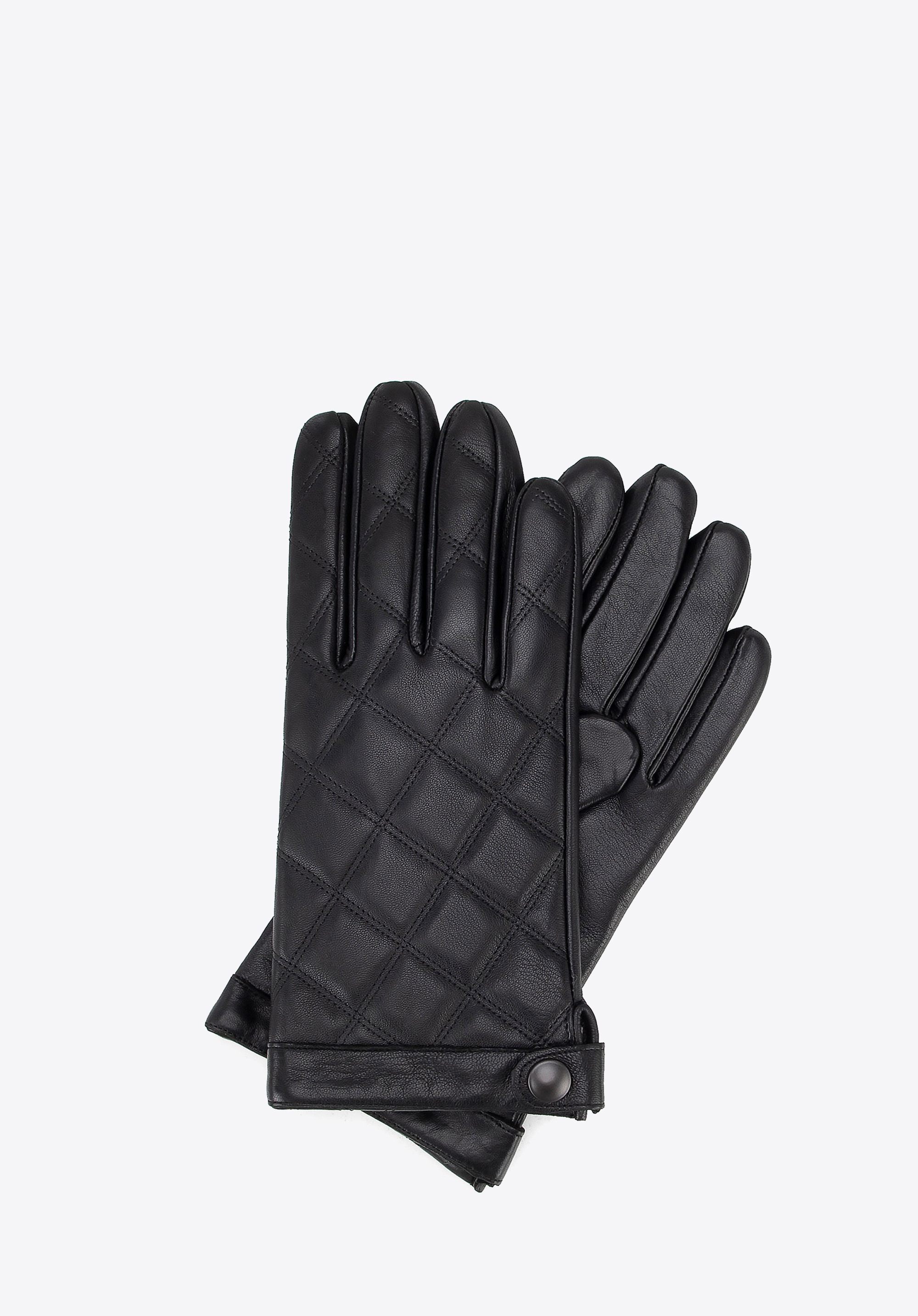 Pánské prošívané kožené rukavice, černá, 44-6A-710-1-M, Obrázek 1