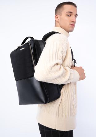 Pánský 15,6" dvoukomorový batoh na notebook s lesklým zipem, černá, 96-3U-907-1, Obrázek 1