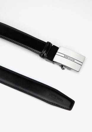 Pánský kožený opasek s plně automatickou přezkou, černá, 97-8M-901-1-10, Obrázek 1