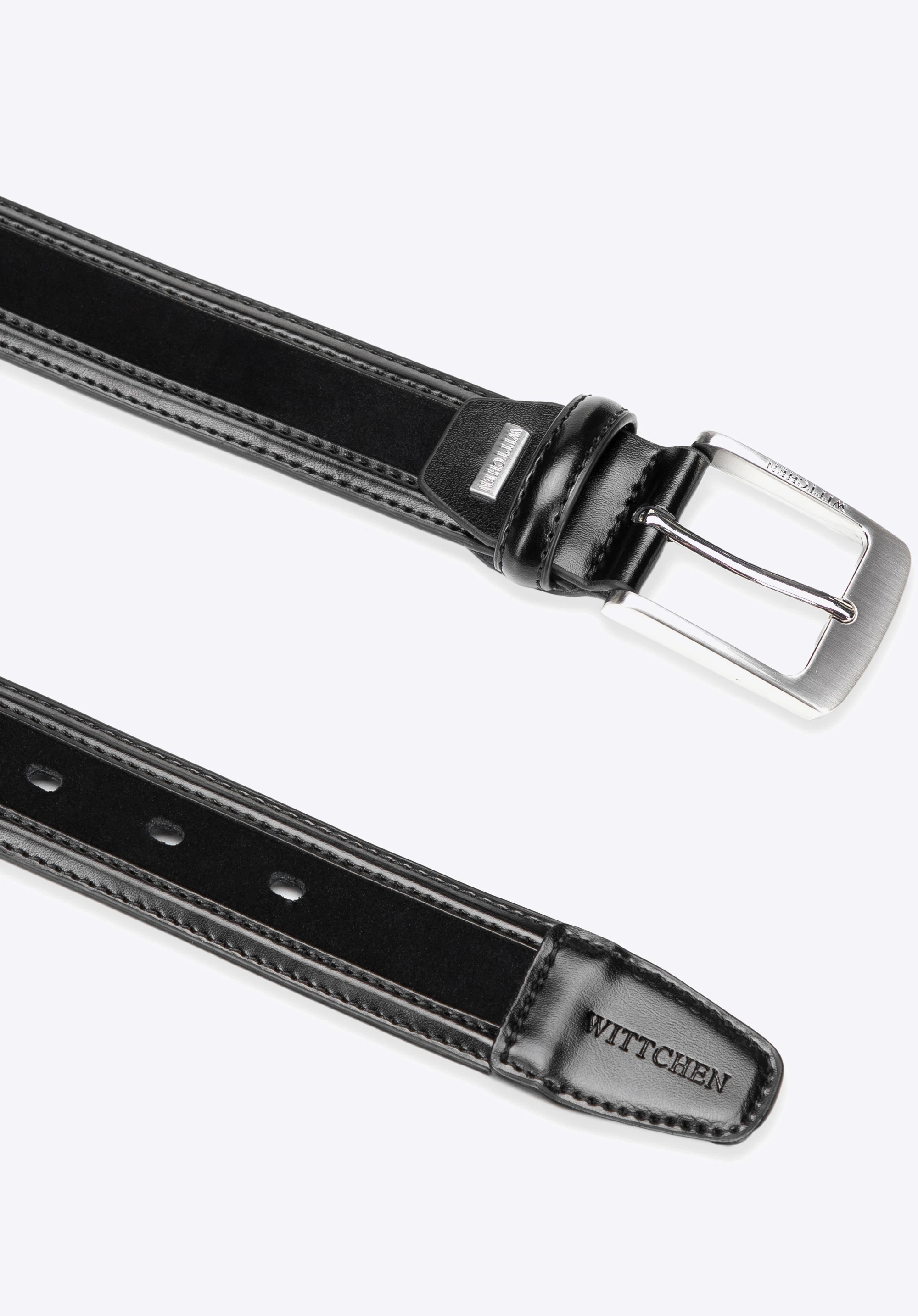 Pánský kožený opasek se dvěma texturami, černá, 101-8M-216-1-S, Obrázek 1