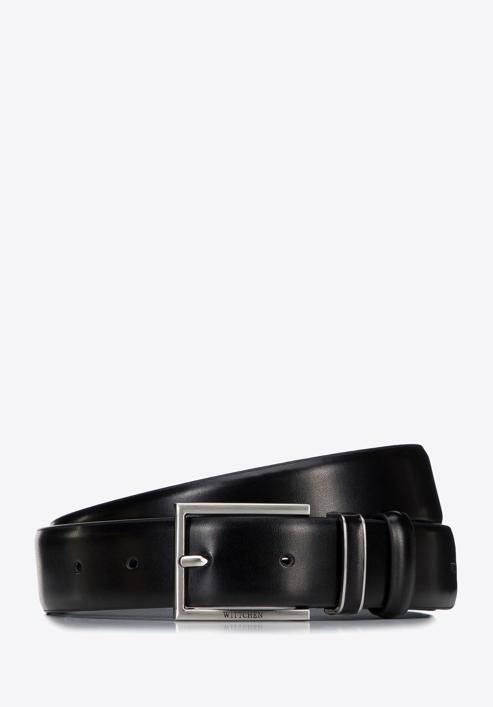 Pánský kožený pásek s ozdobným poutkem, černá, 97-8M-903-4-11, Obrázek 1