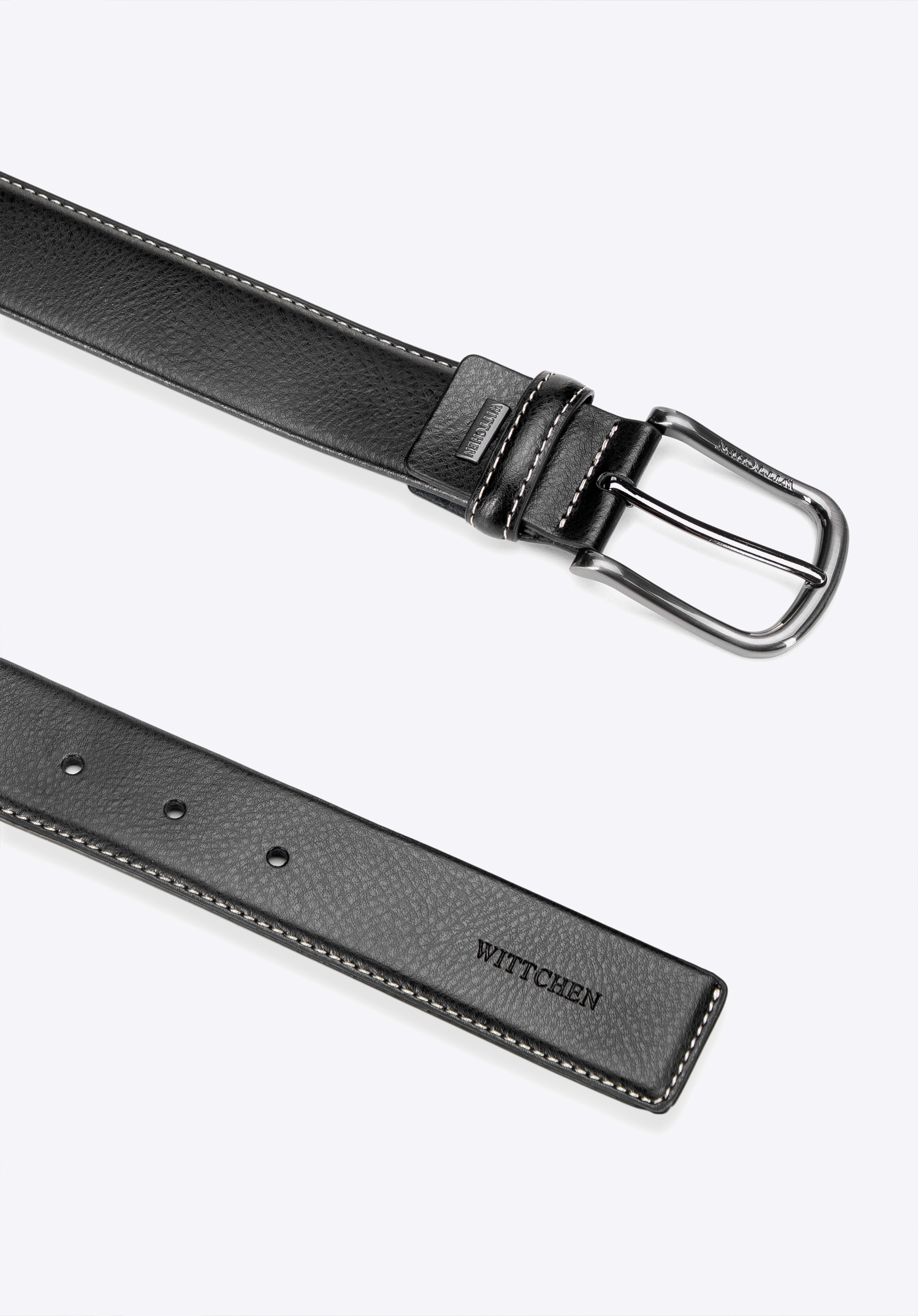 Pánský opasek z přírodní kůže s prošíváním, černá, 101-8M-215-1-M, Obrázek 1