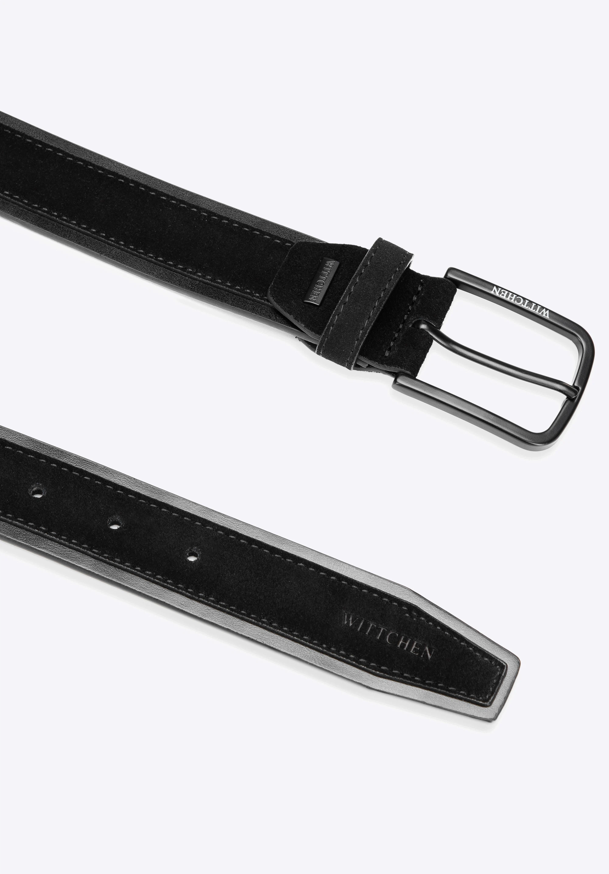Pánský opasek z přírodní kůže se dvěma texturami, černá, 101-8M-203-1-M, Obrázek 1
