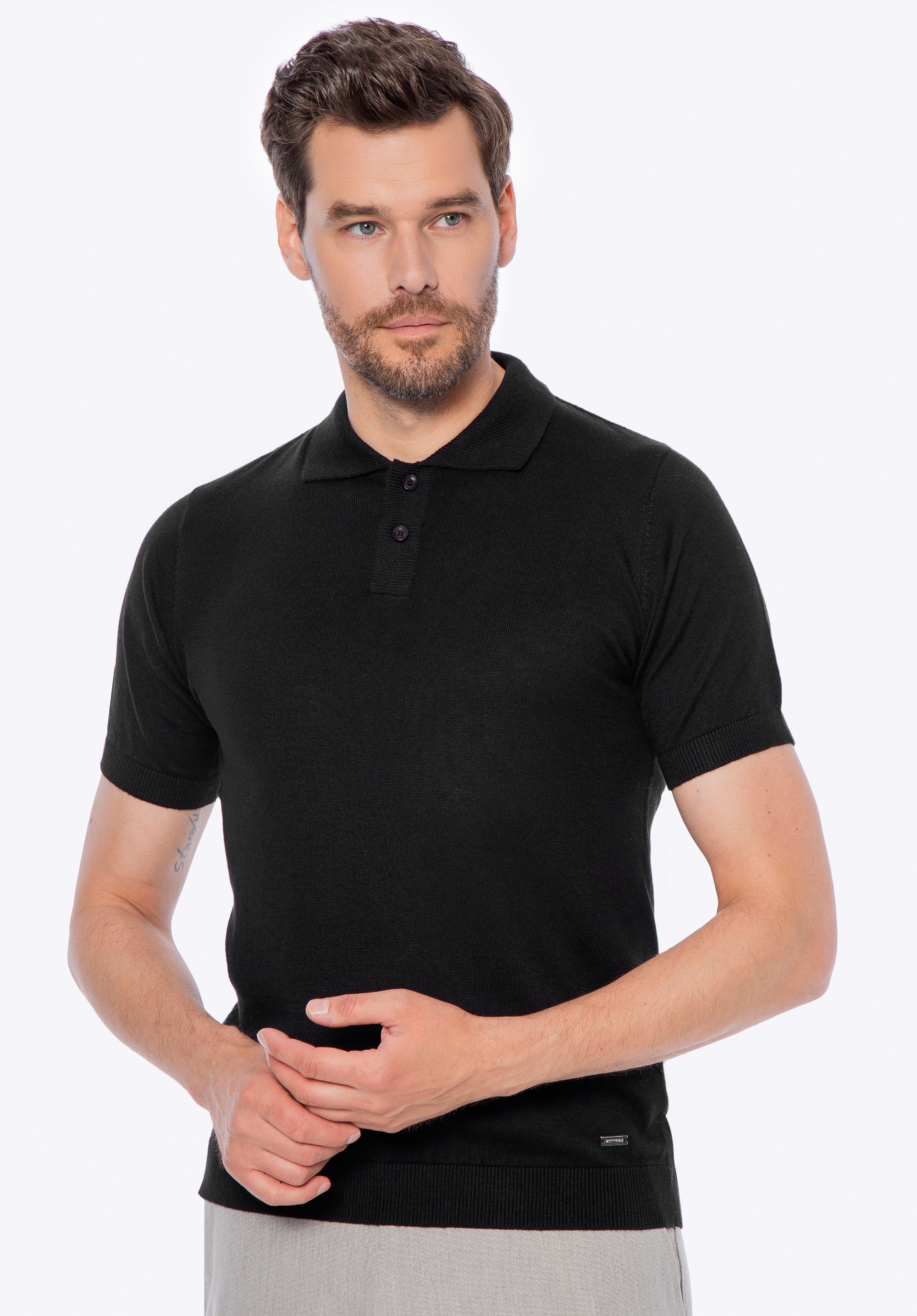 Pánský svetr ze směsi bavlny a kašmíru, černá, M0-99-105-1-2XL, Obrázek 1