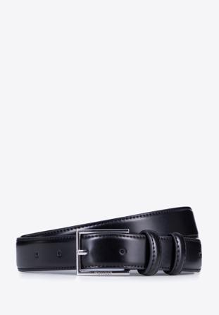Pánský úzký kožený pásek, černá, 98-8M-904-1-11, Obrázek 1