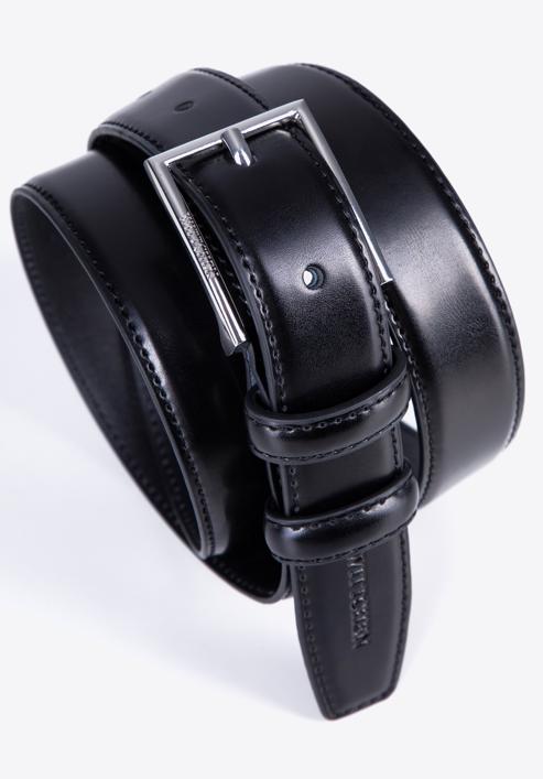 Pánský úzký kožený pásek, černá, 98-8M-904-1-90, Obrázek 3