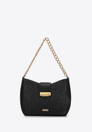 Pletená dámská kabelka s řetízkem, černá, 98-4Y-410-1, Obrázek 1