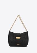 Pletená dámská kabelka s řetízkem, černá, 98-4Y-410-Y, Obrázek 1