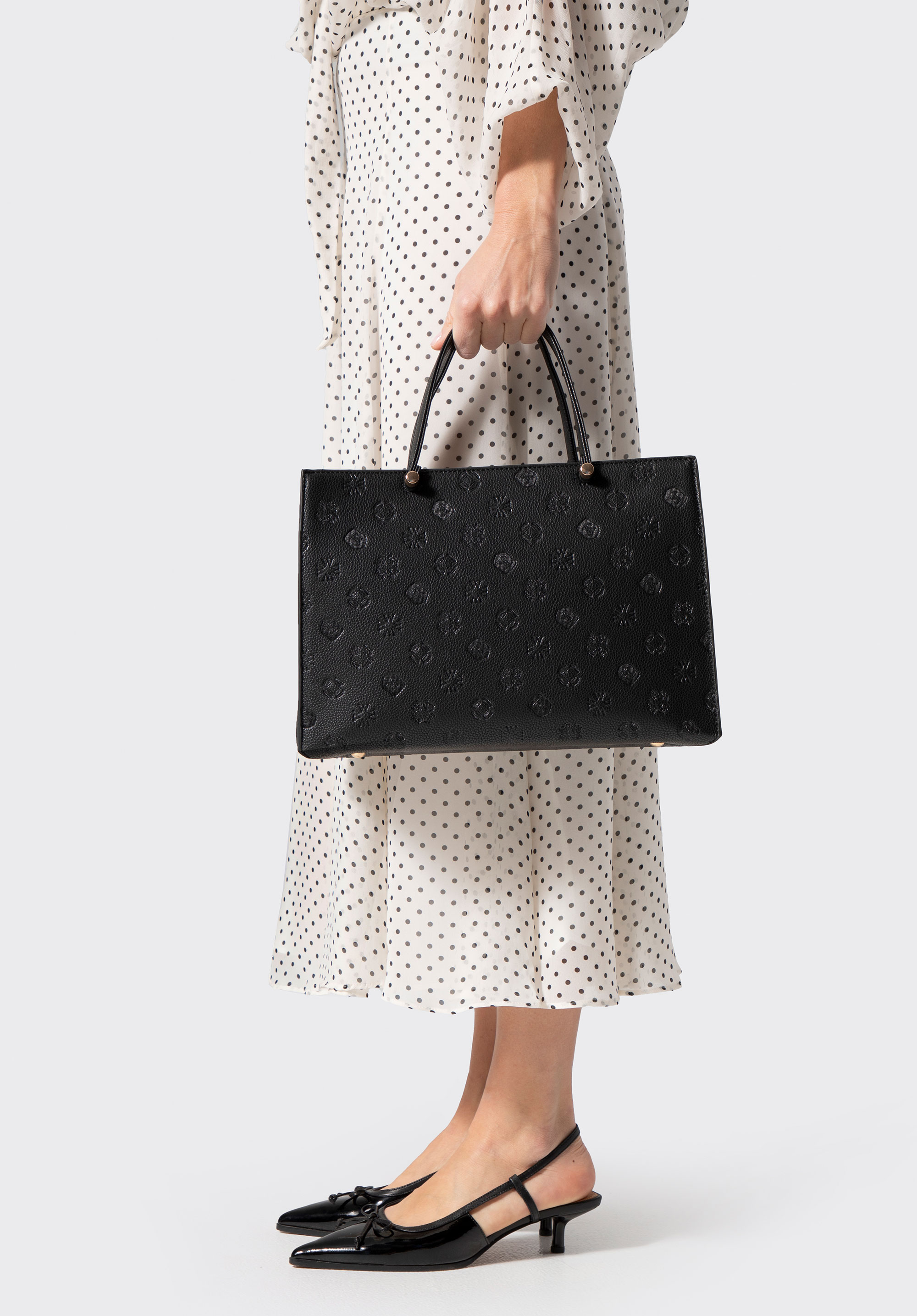 Reliéfní koženková taška, černá, 101-4Y-P02-1, Obrázek 1