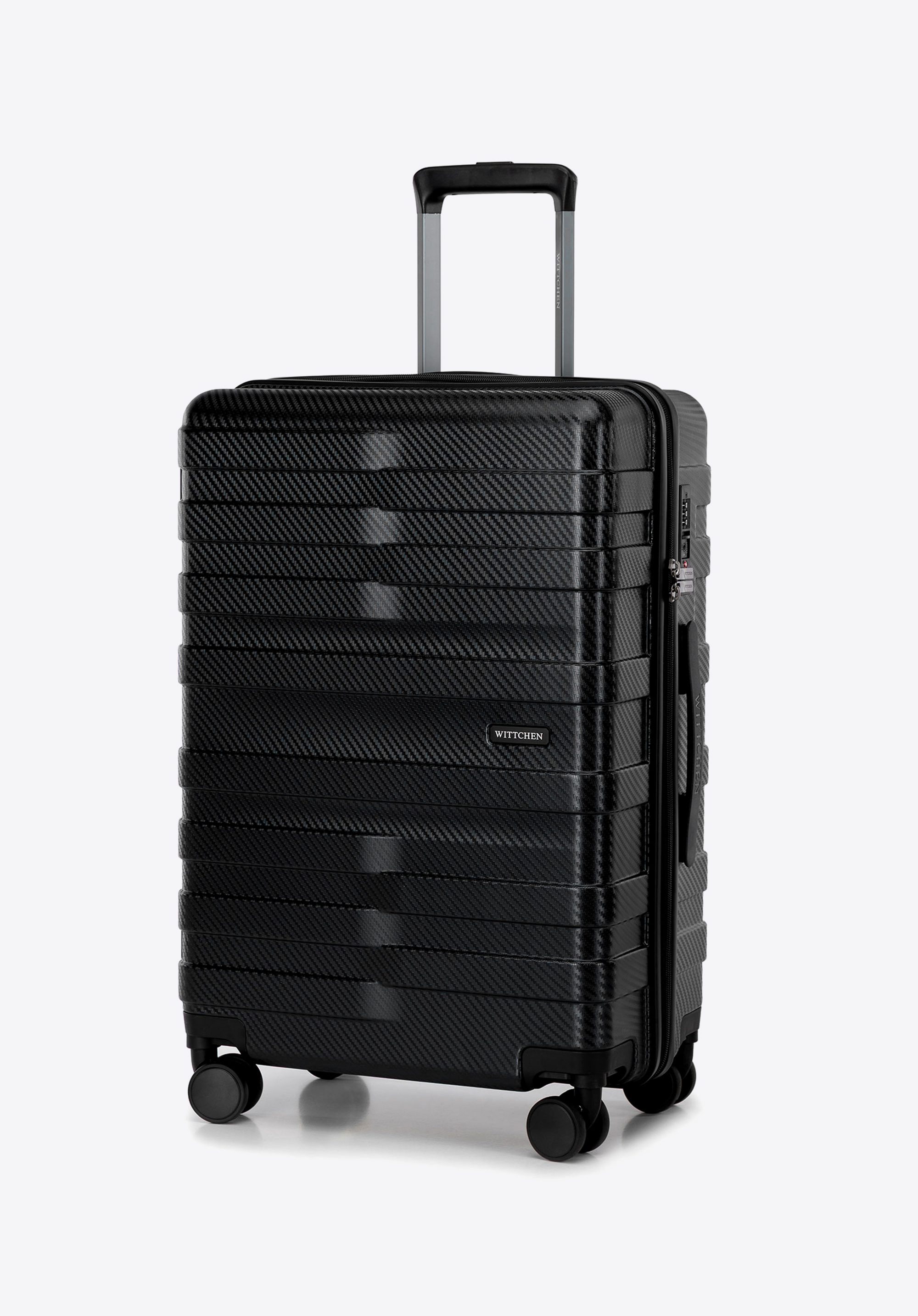 Sada polykarbonátových kufrů s vodorovnými pruhy, černá, 56-3P-58S-10, Obrázek 1