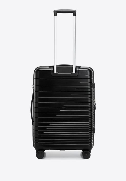 Střední kufr vyroben z polypropylenu s lesklými pruhy, černá, 56-3T-162-86, Obrázek 3