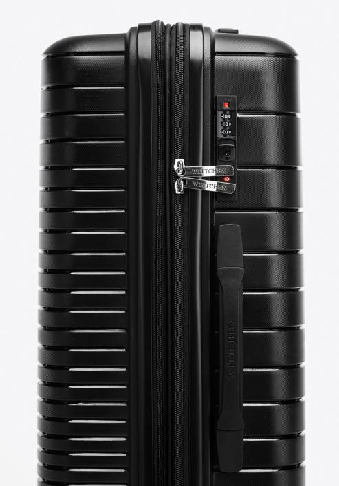 Střední kufr vyroben z polypropylenu s lesklými pruhy, černá, 56-3T-162-89, Obrázek 7