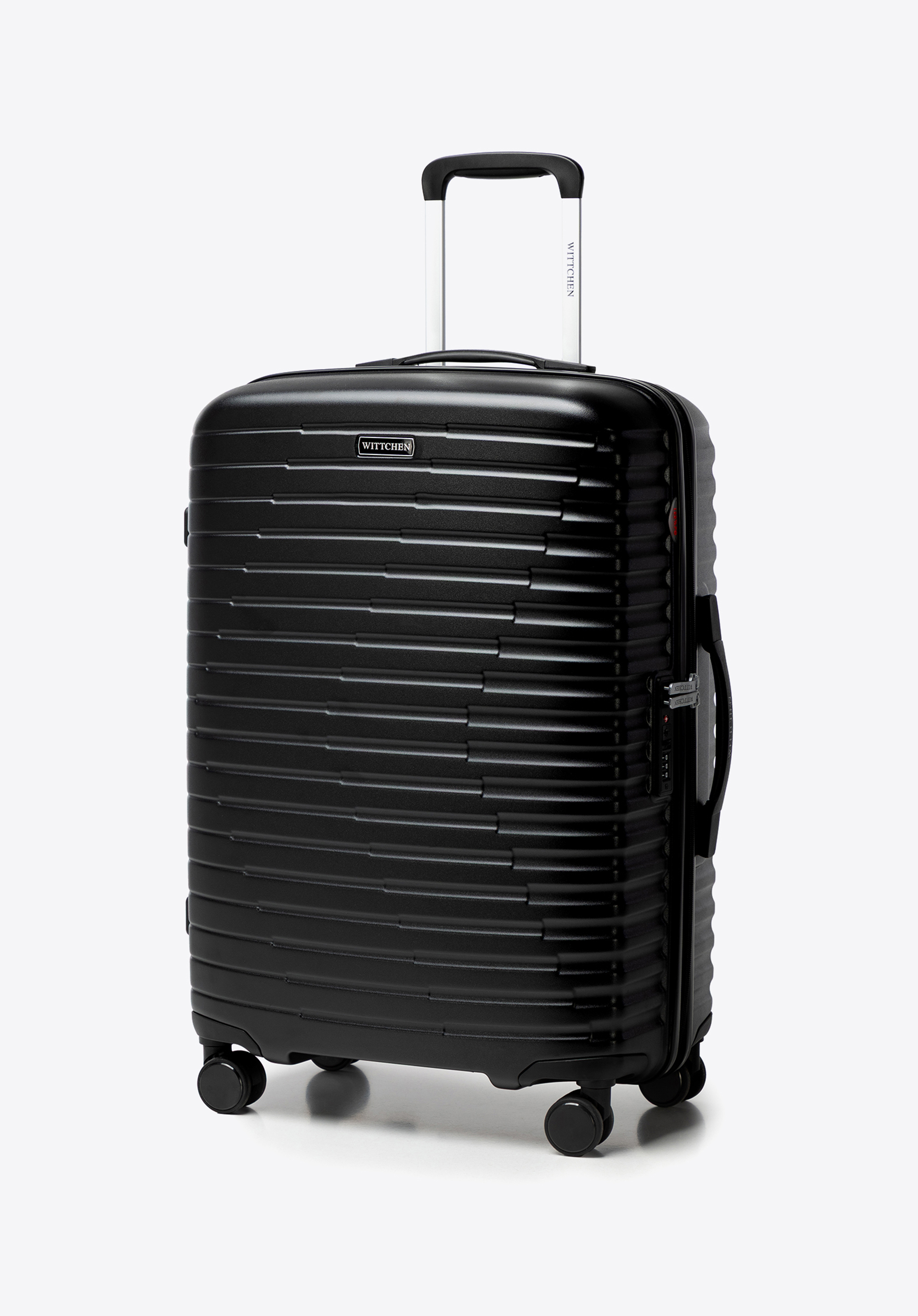 Sada polykarbonátových kufrů s horizontálními žebry, černá, 56-3P-61S-10, Obrázek 1