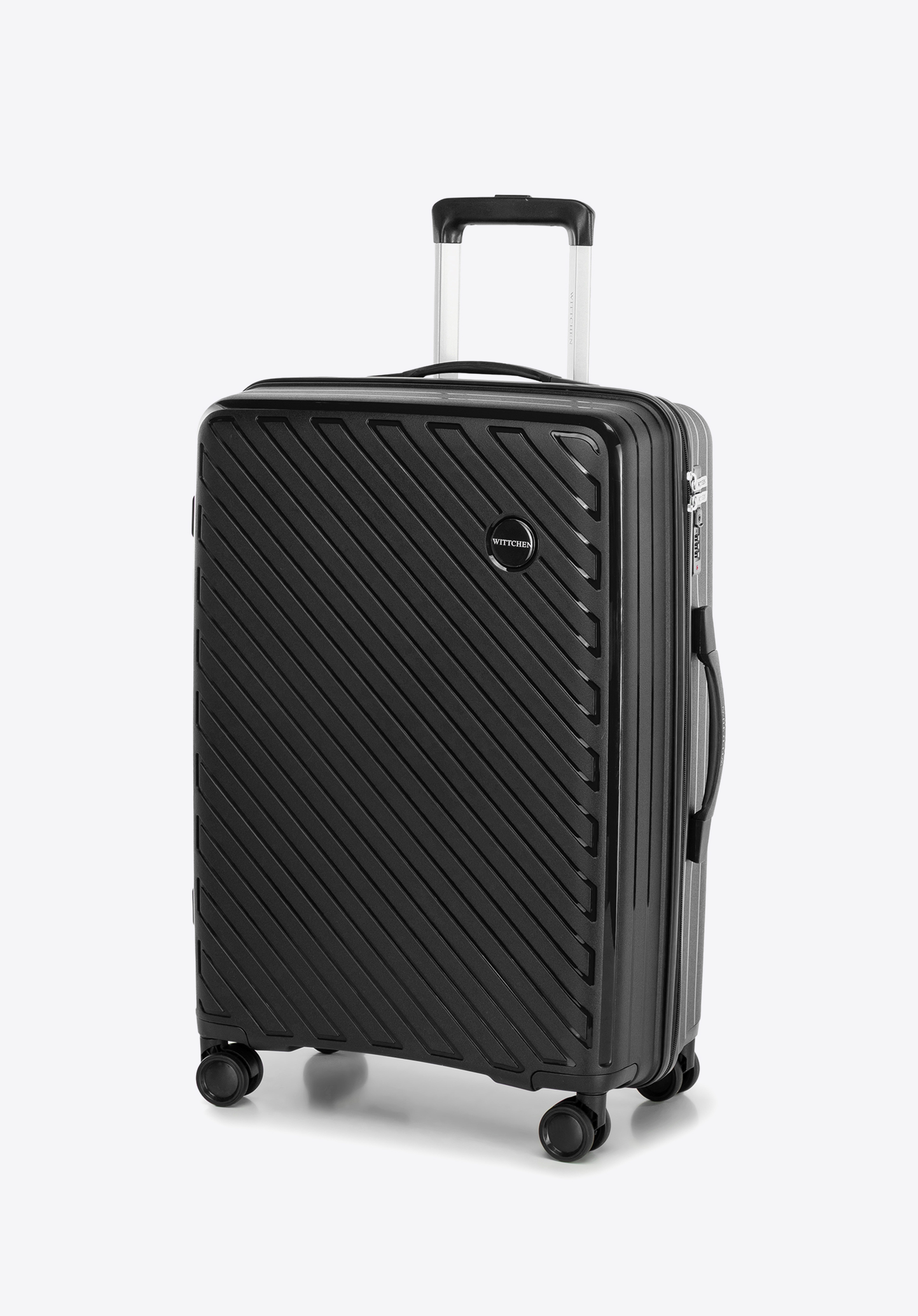 Sada polypropylenových kufrů s reliéfními pruhy, černá, 56-3T-20S-10, Obrázek 1