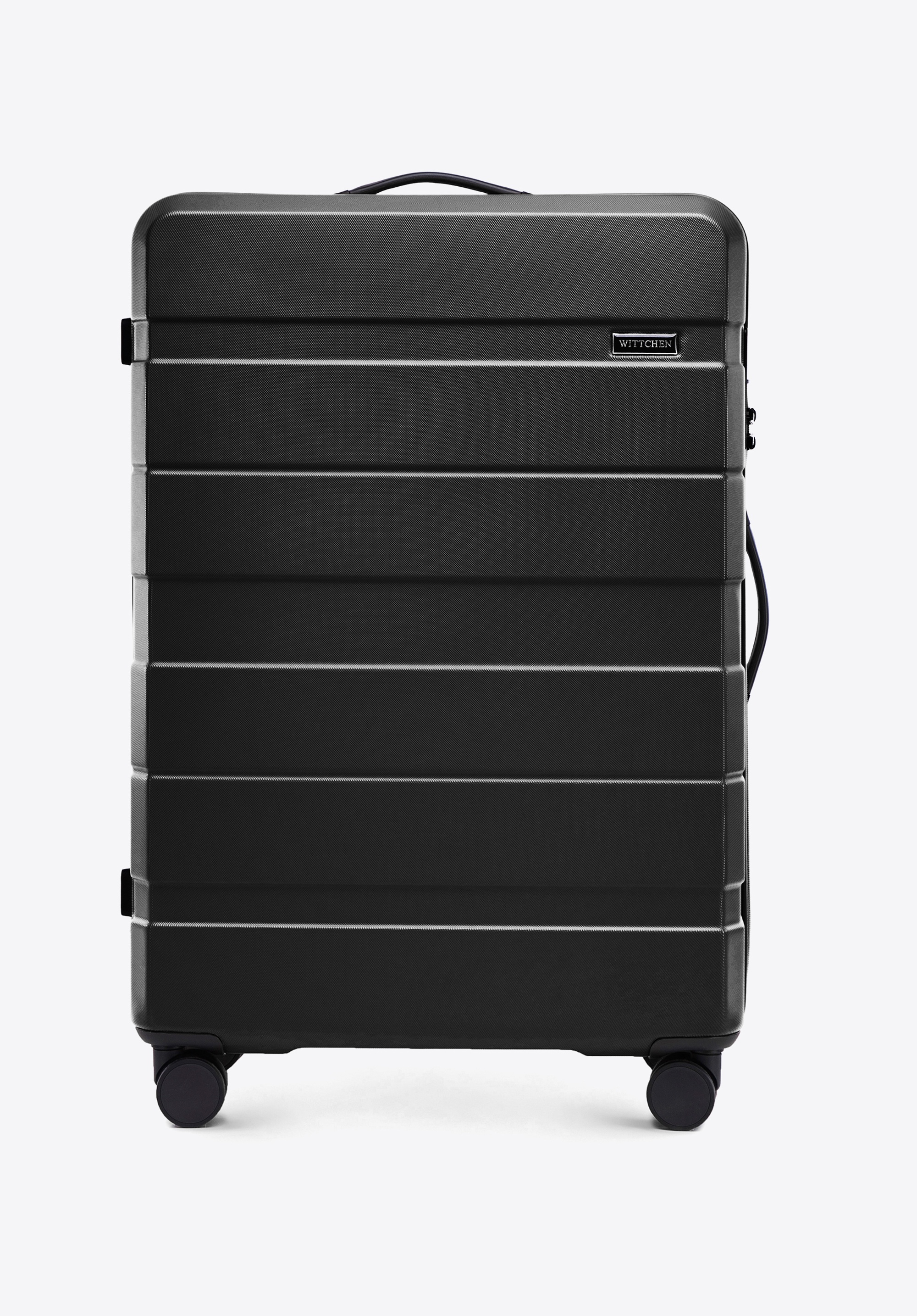 Velký kufr z ABS materiálu s vodorovnými pruhy, černá, 56-3A-103-10, Obrázek 1