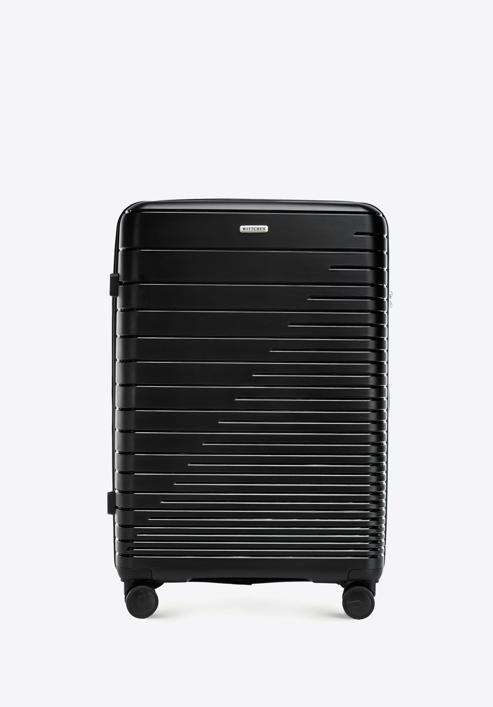 Velký kufr z polypropylenu s lesklými pruhy, černá, 56-3T-163-95, Obrázek 1