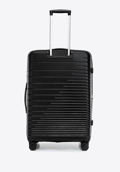 Velký kufr z polypropylenu s lesklými pruhy, černá, 56-3T-163-10, Obrázek 3