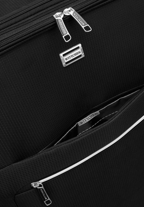 Malý měkký kufr s lesklým zipem na přední straně, černá, 56-3S-851-35, Obrázek 11