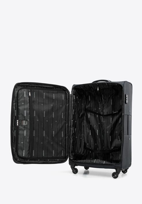 Velký měkký kufr s lesklým zipem na přední straně, černá, 56-3S-853-35, Obrázek 5