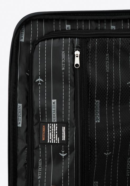 Velký měkký kufr s lesklým zipem na přední straně, černá, 56-3S-853-10, Obrázek 8