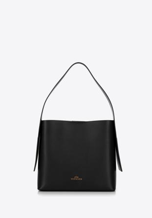 Vyztužená kožená dámská kabelka s pouzdrem, černá, 98-4E-206-1, Obrázek 1