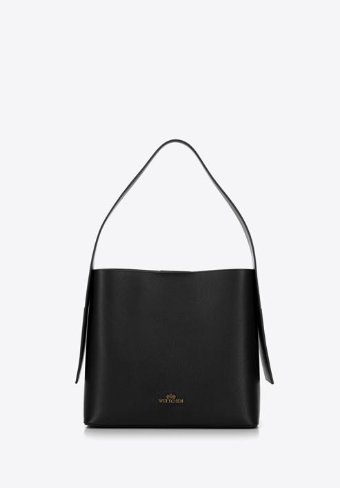 Vyztužená kožená dámská kabelka s pouzdrem, černá, 98-4E-206-6, Obrázek 1