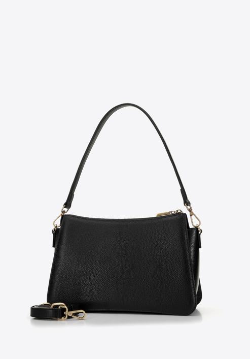 Zaoblená kožená dámská kabelka, černá, 98-4E-217-0, Obrázek 2