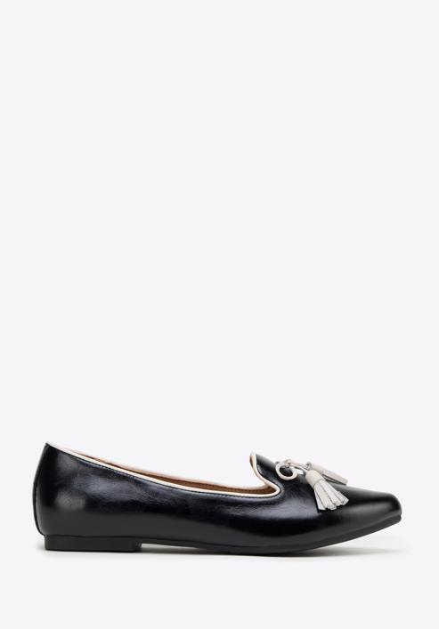 Dámské kožené boty s ozdobnými střapci, černo-béžová, 98-D-958-4-35, Obrázek 1