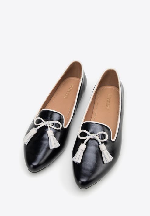 Dámské kožené boty s ozdobnými střapci, černo-béžová, 98-D-958-19-36, Obrázek 2