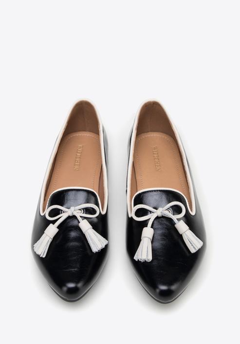 Dámské kožené boty s ozdobnými střapci, černo-béžová, 98-D-958-19-35, Obrázek 3