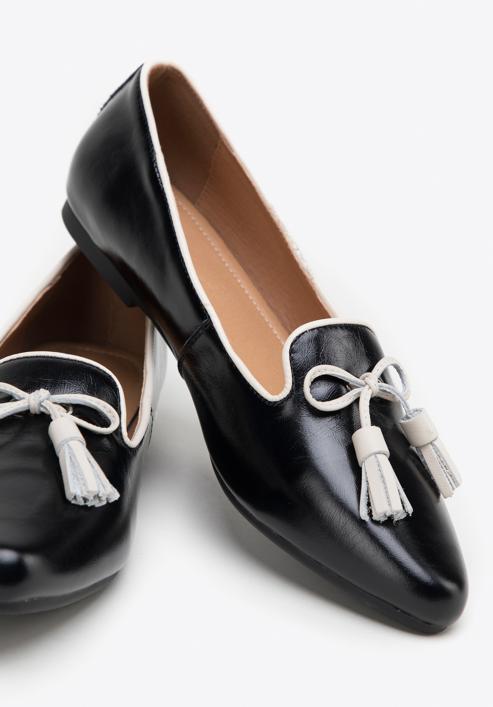 Dámské kožené boty s ozdobnými střapci, černo-béžová, 98-D-958-1-36, Obrázek 7