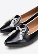 Dámské kožené boty s ozdobnými střapci, černo-béžová, 98-D-958-4-41, Obrázek 8
