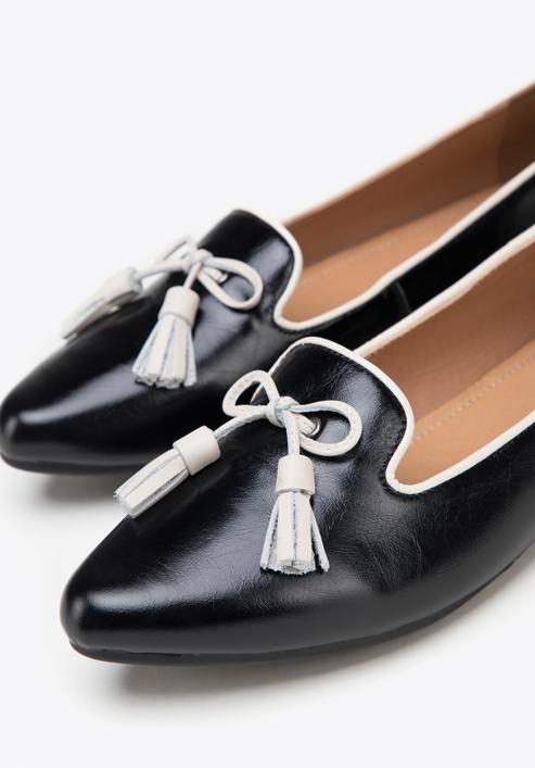 Dámské kožené boty s ozdobnými střapci, černo-béžová, 98-D-958-1-35, Obrázek 8