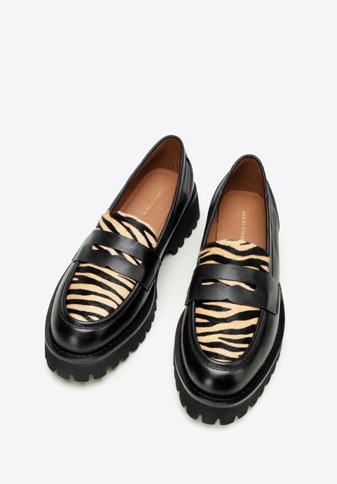 Dámské kožené boty se zvířecím motivem, černo-béžová, 97-D-512-51-37, Obrázek 2