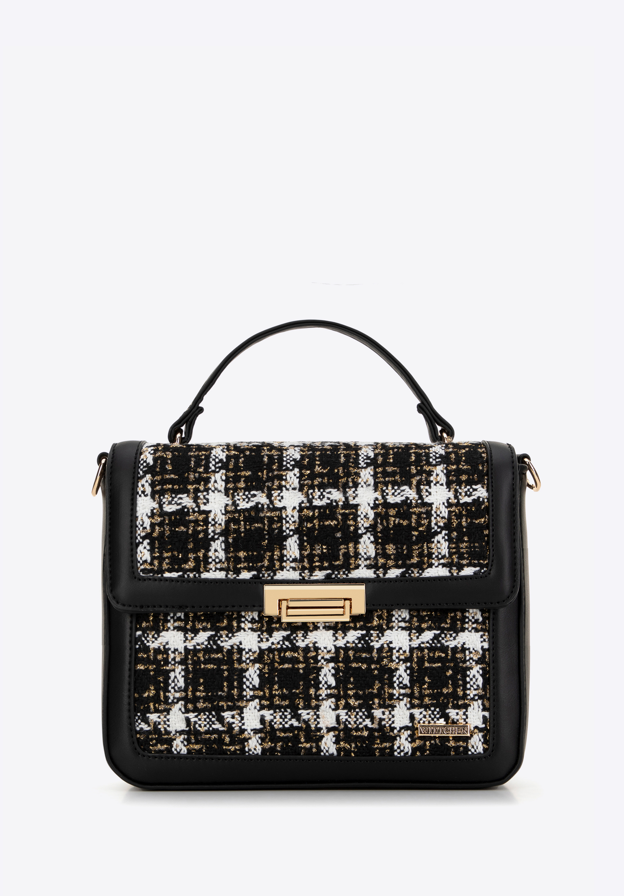 Dámská černobílá crossbody kabelka z buklé látky, černo-bílá, 99-4Y-411-10, Obrázek 1