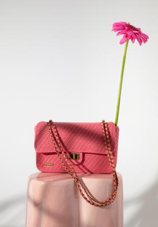 Dámská pletená  kabelka s řetízkem, světle růžový, 98-4Y-010-P, Obrázek 1