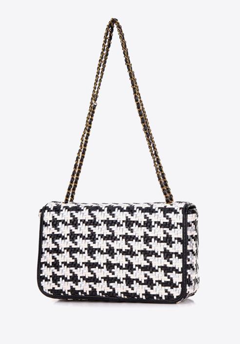 Dámská pletená  kabelka s řetízkem, černo-bílá, 98-4Y-010-Y, Obrázek 3
