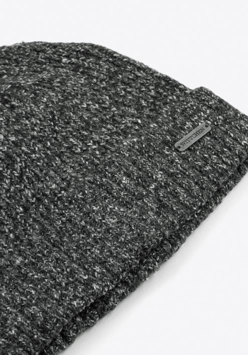 Pánská žebrovaná čepice, černo-bílá, 97-HF-009-1, Obrázek 2